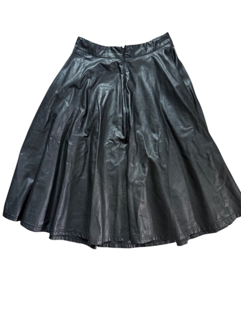 Quinn Black Vegan Leather Midi Skirt S Whimsigoth Edgy Dark Academia Preppy - Picture 3 of 6